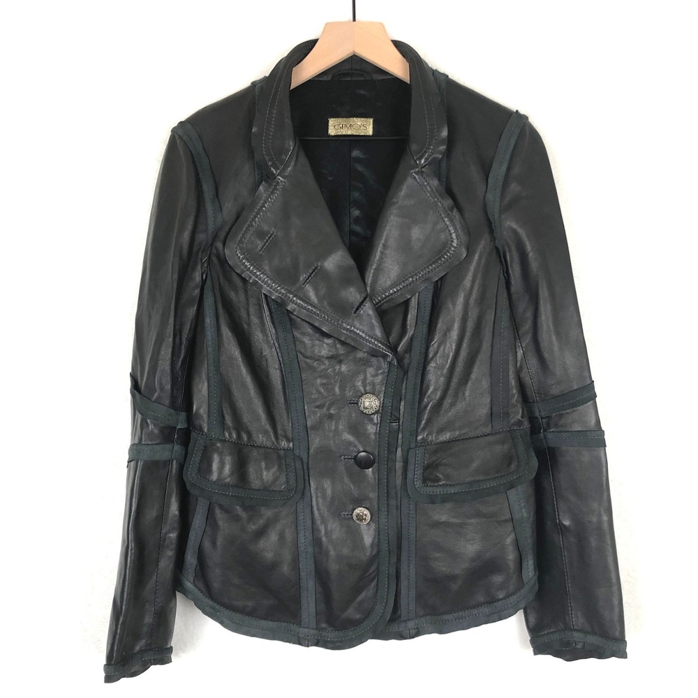 NWOT‎ GIMOS Butter Soft Leather Jacket Women's Sz M Black Structured Gorgeous